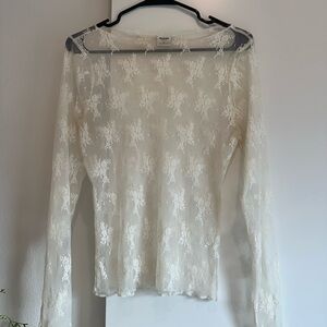 Abercrombie & Fitch Sheer White Lace Blouse